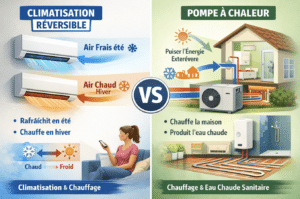 Quelle est la différence entre climatisation réversible et pompe à chaleur ?