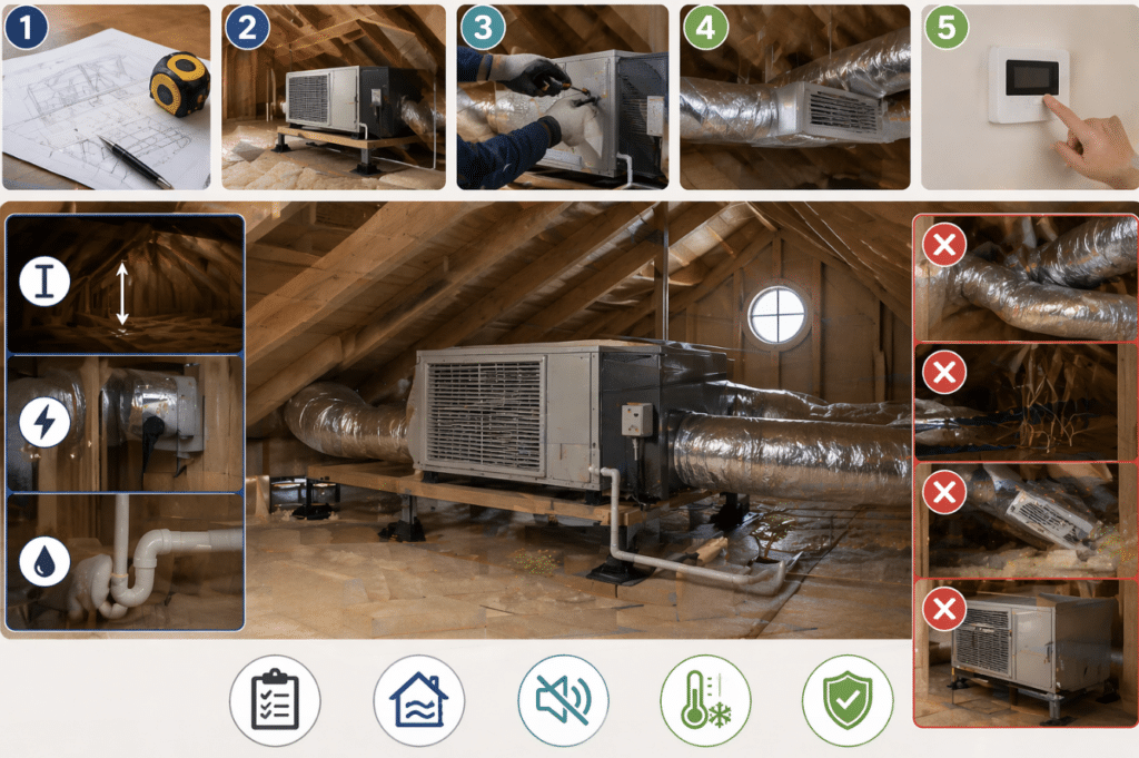 Installation d’une climatisation attique : étapes, contraintes et erreurs à éviter