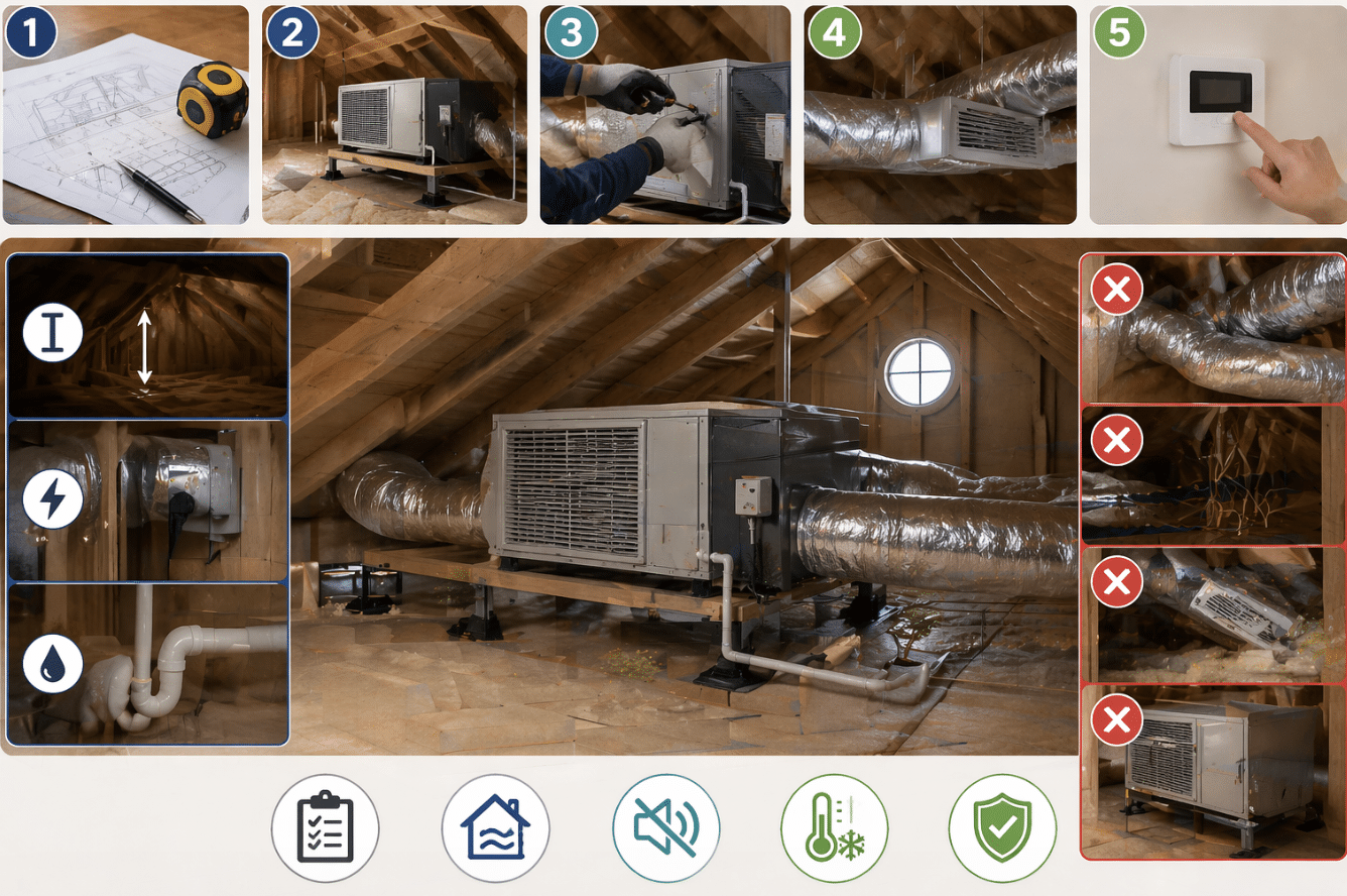 Installation d’une climatisation attique : étapes, contraintes et erreurs à éviter